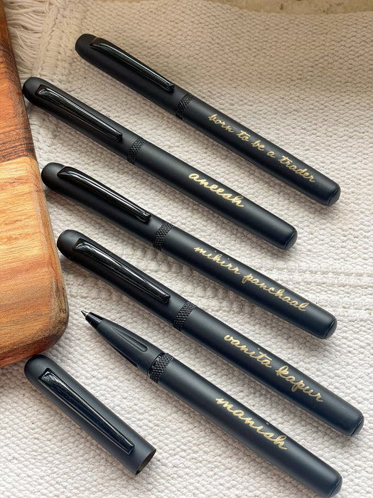 Personalized - Matte Black Magnetic Cap Ball Pen - LemonadeStationery