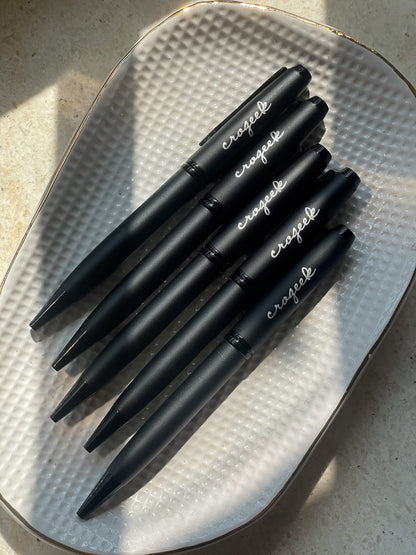 Personalized - Matte Black Roller Ball Pen - LemonadeStationery