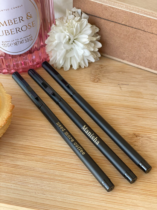 Personalized - Matte Black - Sleek Ball Pen - LemonadeStationery