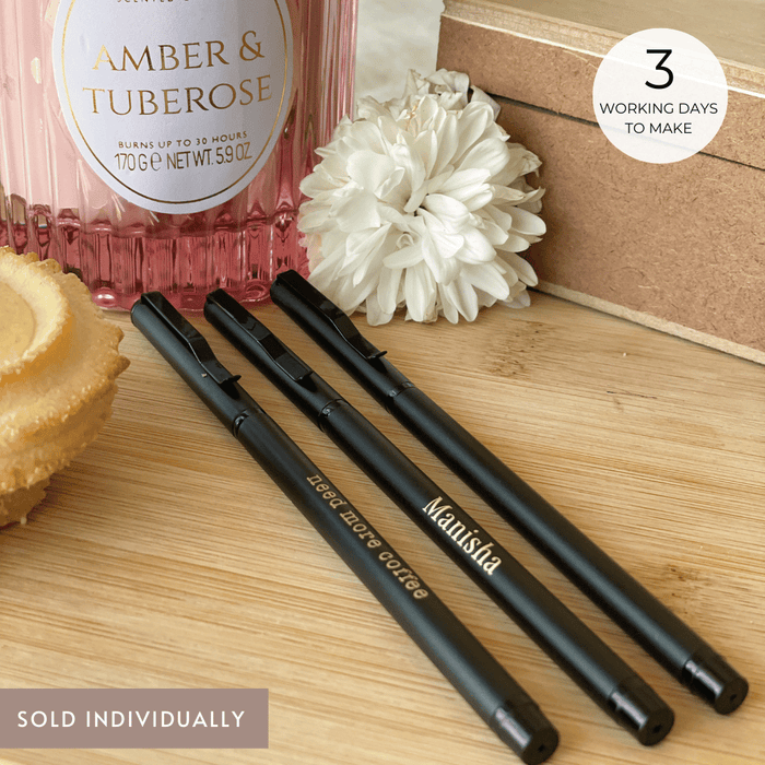 Personalized - Matte Black - Sleek Ball Pen - LemonadeStationery