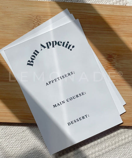 Personalized - Menu Card - Bon Appetit - LemonadeHome