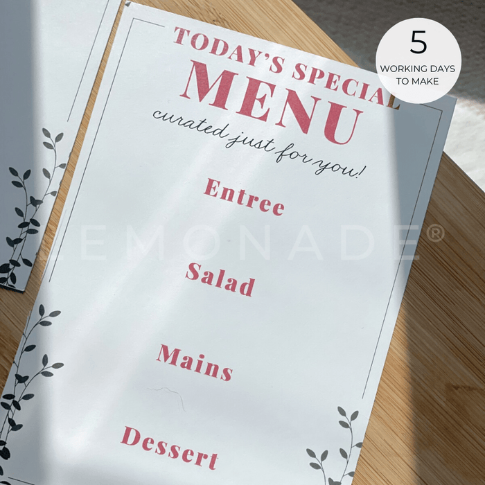 Personalized - Menu Card - Today's Special - LemonadeHome