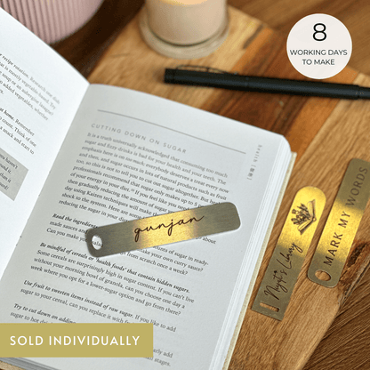 Personalized - Metal Bookmark - Page Marker | Cursive - LemonadeStationery