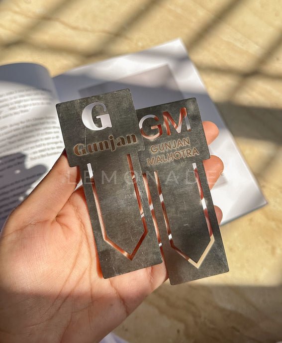 Personalized - Metal Bookmark - Silver Page Marker | Initials Standard - LemonadeStationery