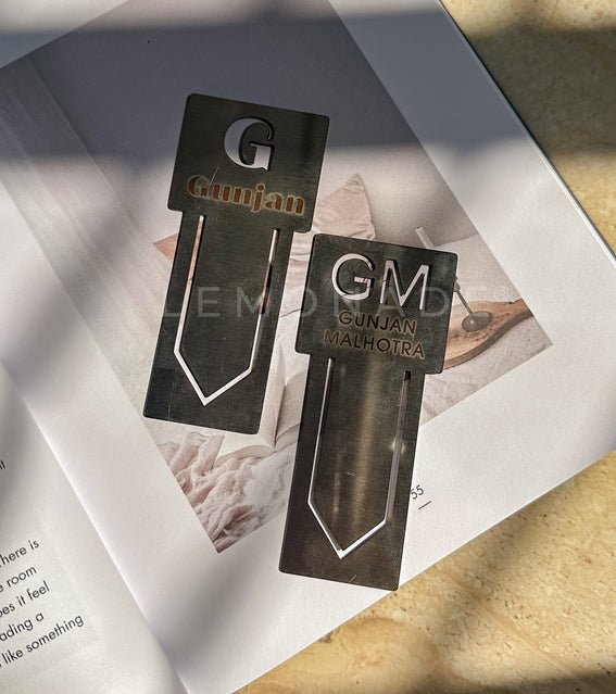 Personalized - Metal Bookmark - Silver Page Marker | Initials - LemonadeStationery