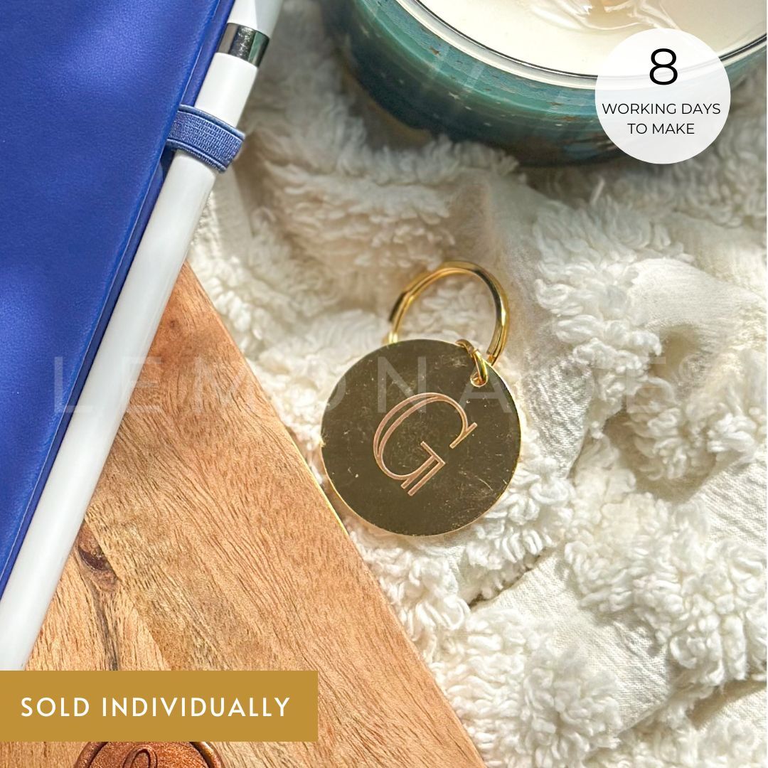 Personalized - Metal Keychain - Gold - Initial - LemonadeHome