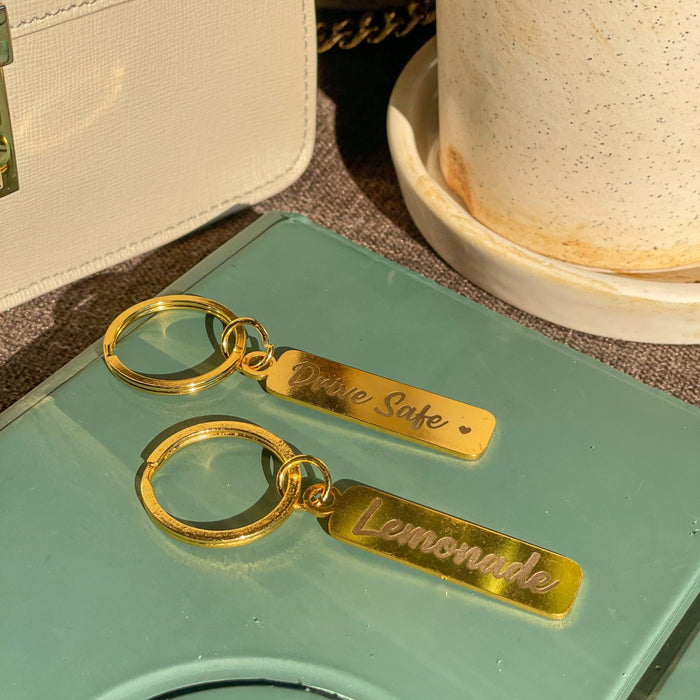 Personalized - Metal Keychain Plate - Gold - LemonadeHome