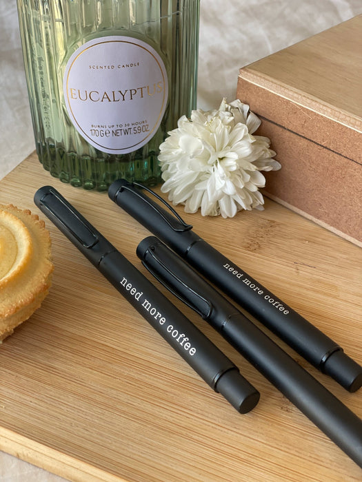 Personalized - Metallic Matte Black Ball Pen - LemonadeStationery