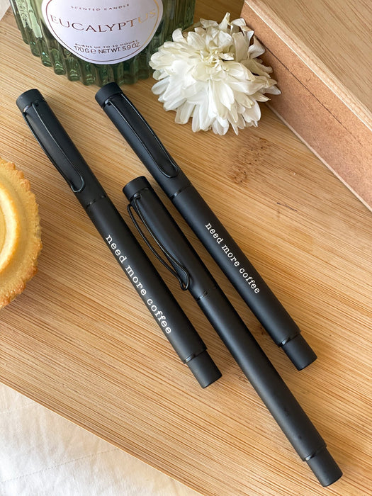 Personalized - Metallic Matte Black Ball Pen - LemonadeStationery