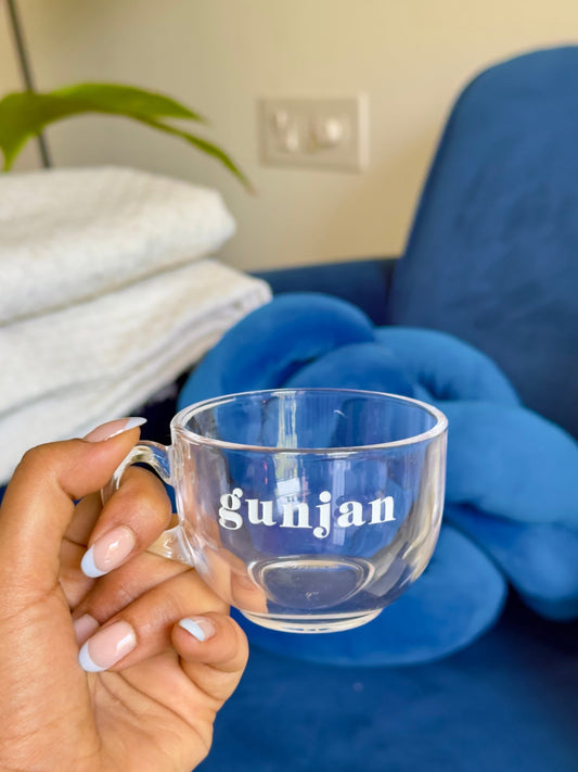 Clear mini glass mug for coffee, tea, and espresso