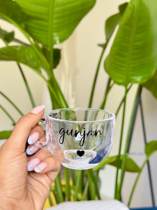 Transparent mini drinking mug for hot and cold drinks