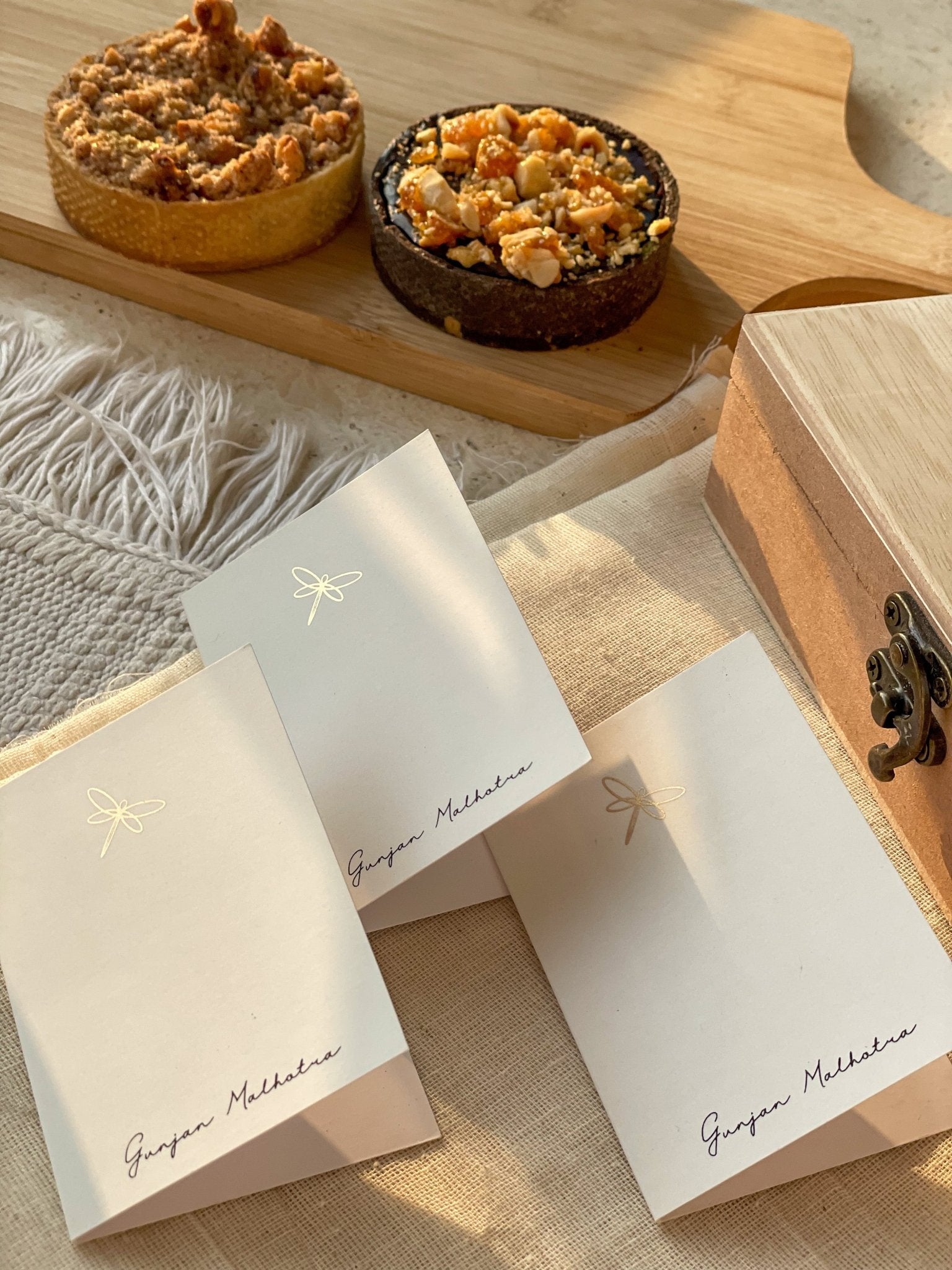 Personalized - Mini Gold Printed Greeting Cards - Dragonfly - LemonadeStationery