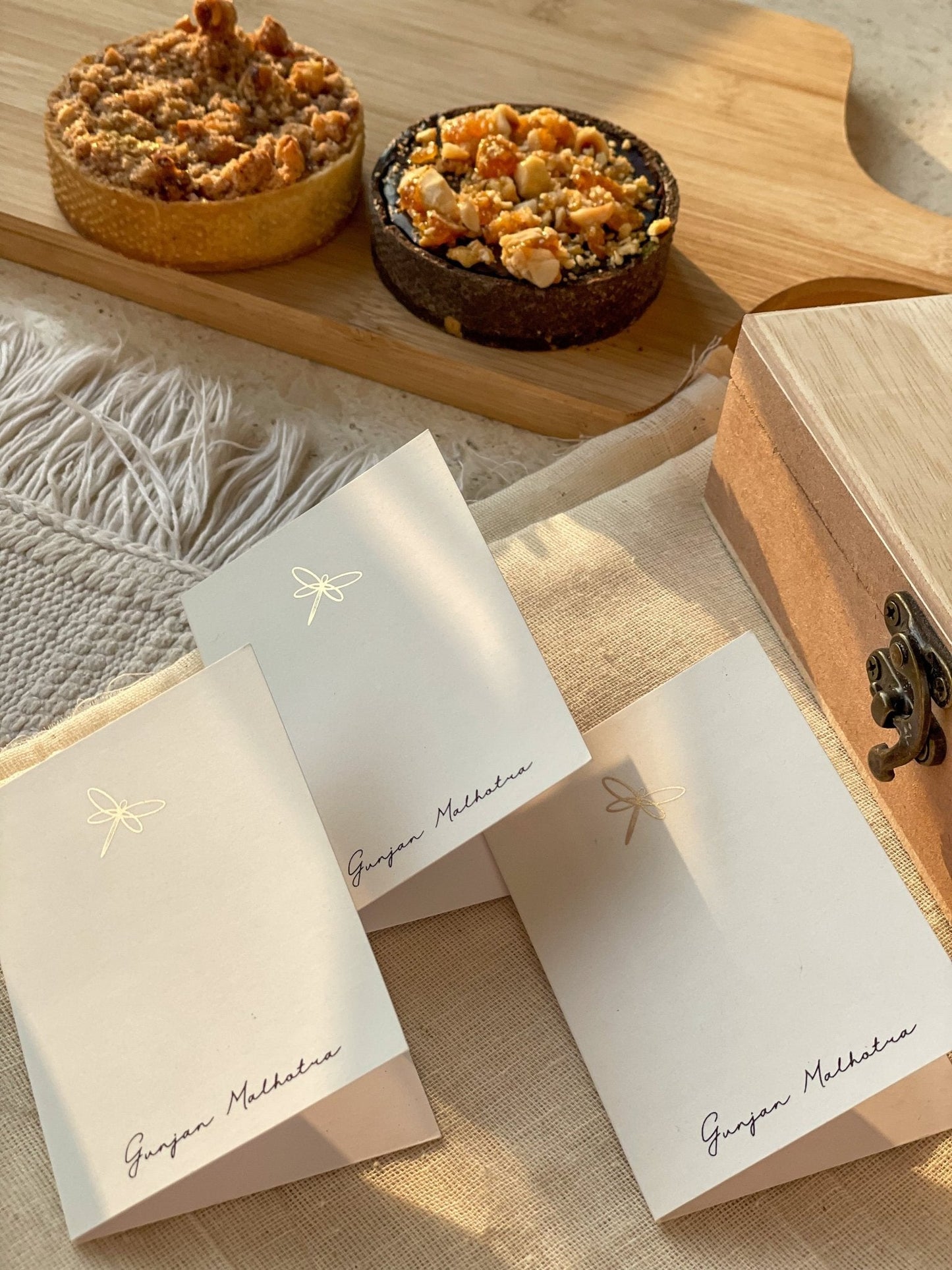 Personalized - Mini Gold Printed Greeting Cards - Dragonfly - LemonadeStationery