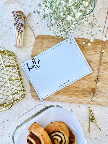 Personalized - Minimal Notecards - Hello - LemonadeStationery