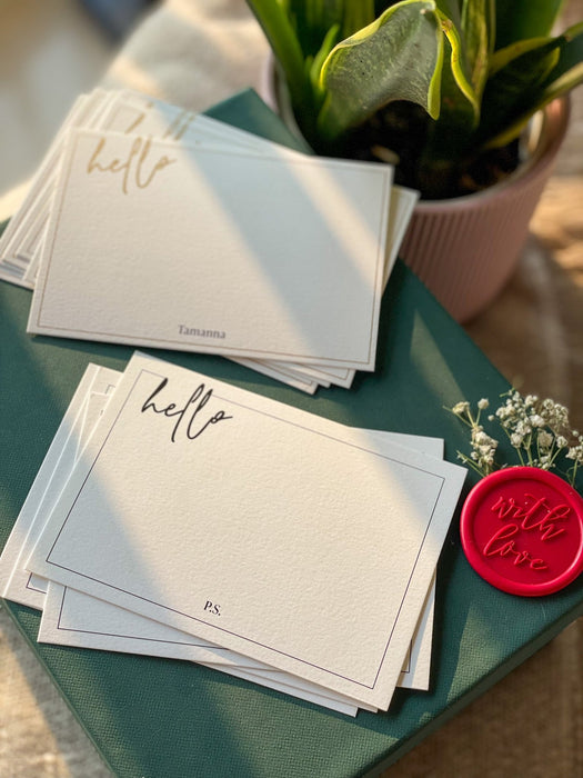 Personalized - Minimal Notecards - Hello - LemonadeStationery