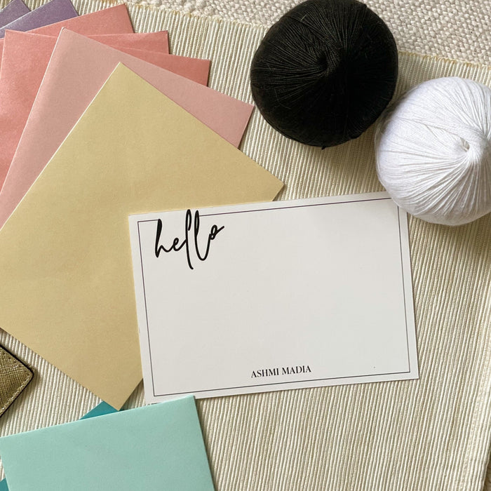 Personalized - Minimal Notecards - Hello - LemonadeStationery