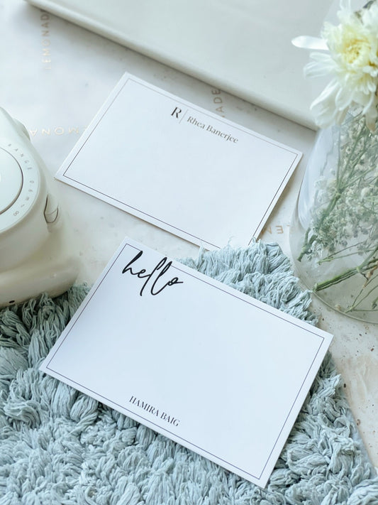 Personalized - Minimal Notecards - Hello - LemonadeStationery