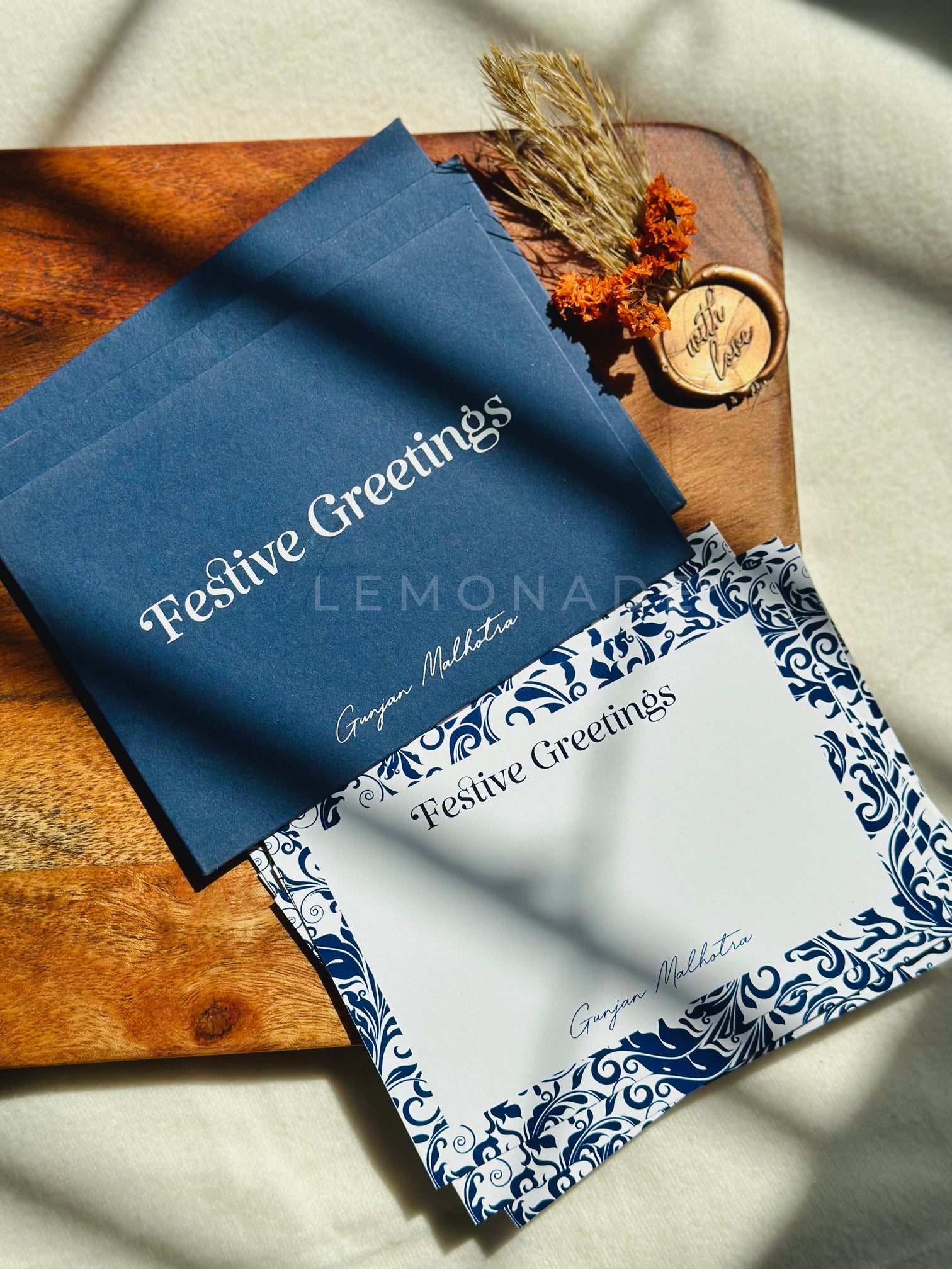 Personalized - Notecards - Regal Festive - LemonadeStationery