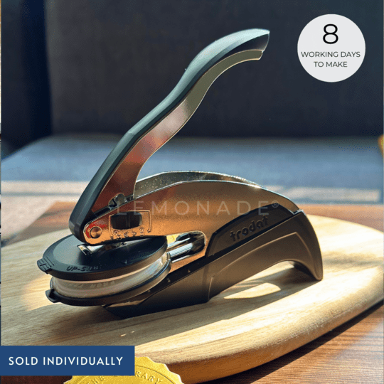 Personalized paper embosser set – custom embossing stamp for stationery, books, and branding by Lemonade- 51mm - Big 