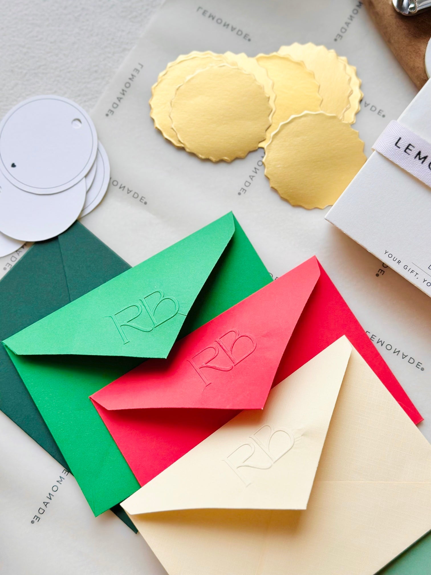 Personalized paper embosser set – custom embossing stamp for stationery, books, and branding by Lemonade
