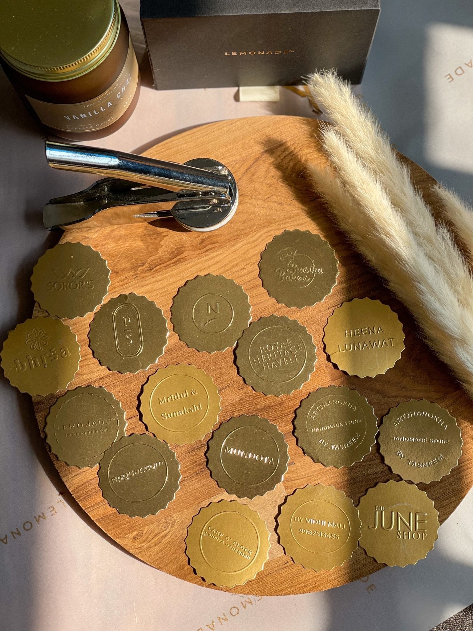 Personalized paper embosser set – custom embossing stamp for stationery, books, and branding by Lemonade