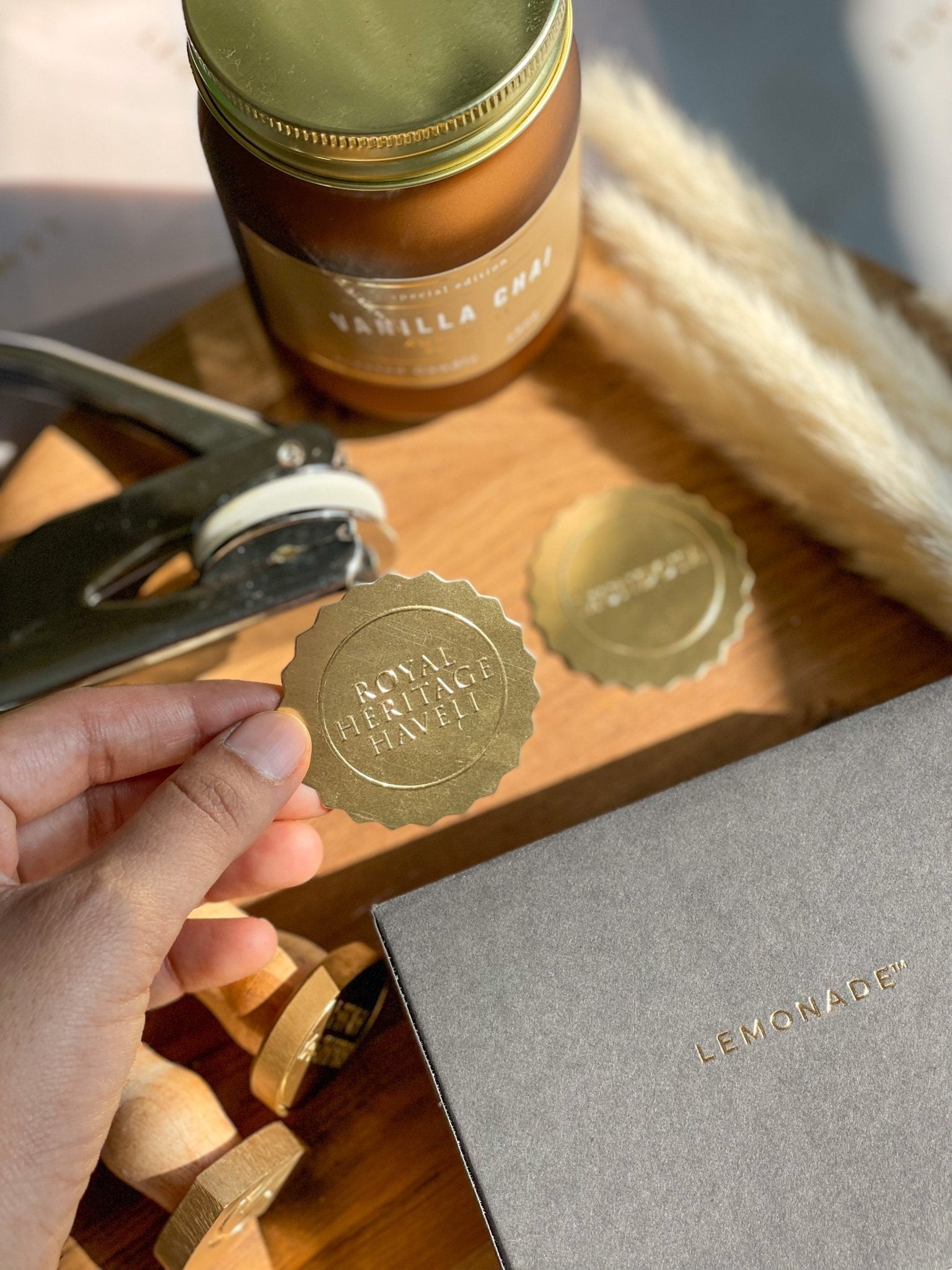 Personalized paper embosser set – custom embossing stamp for stationery, books, and branding by Lemonade