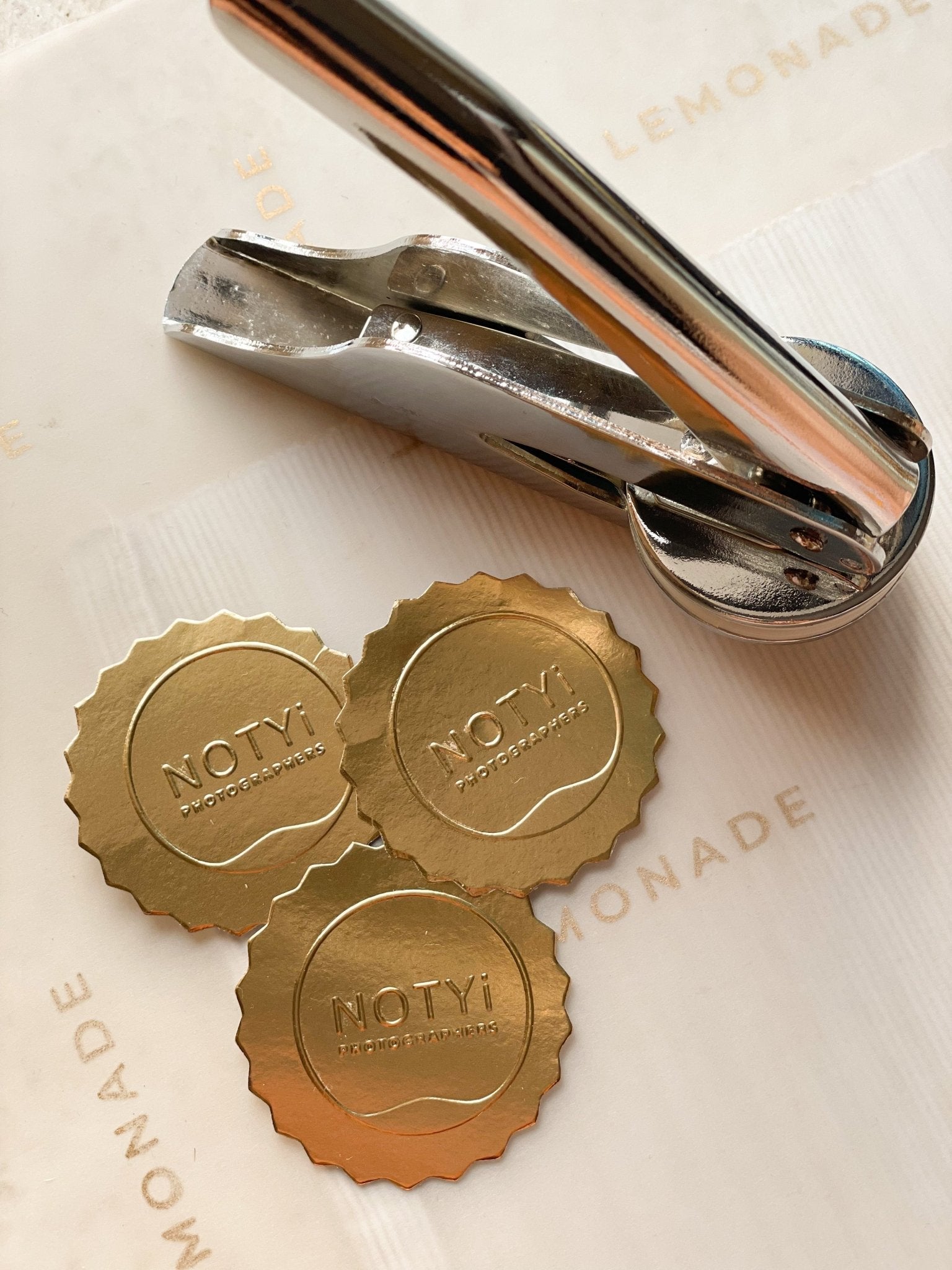 Personalized paper embosser set – custom embossing stamp for stationery, books, and branding by Lemonade