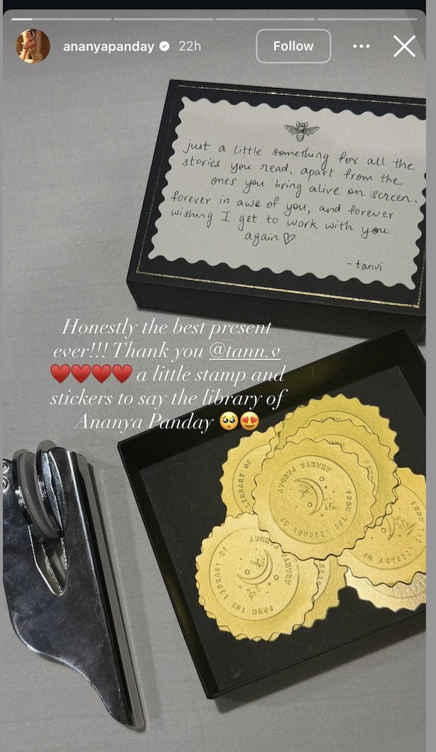 Personalized paper embosser custom ordered by Ananya Panday