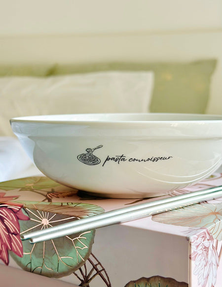 Personalized - Pasta Connoisseur Bowl With Silver Chopstick in a Hamper Box | Artisan Collection - LemonadeHome