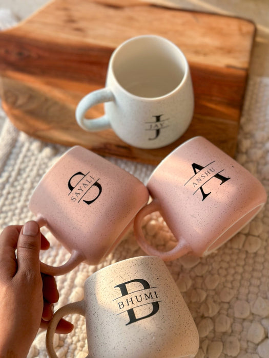 Personalized - Pastel Ceramic Coffee Mug - Initial - LemonadeHome