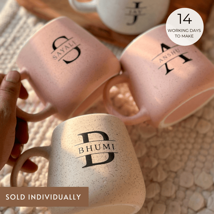 Personalized - Pastel Ceramic Coffee Mug - Initial - LemonadeHome