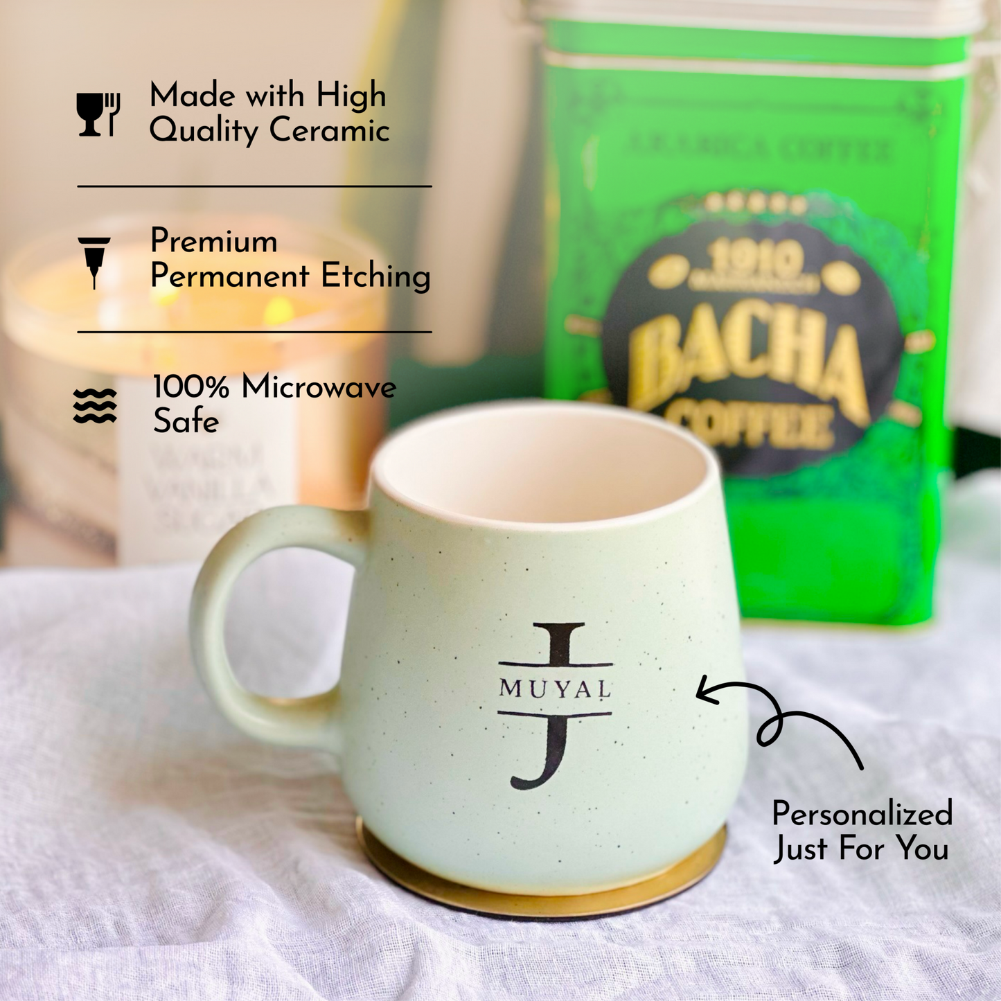 Personalized - Pastel Ceramic Coffee Mug - LemonadeHome