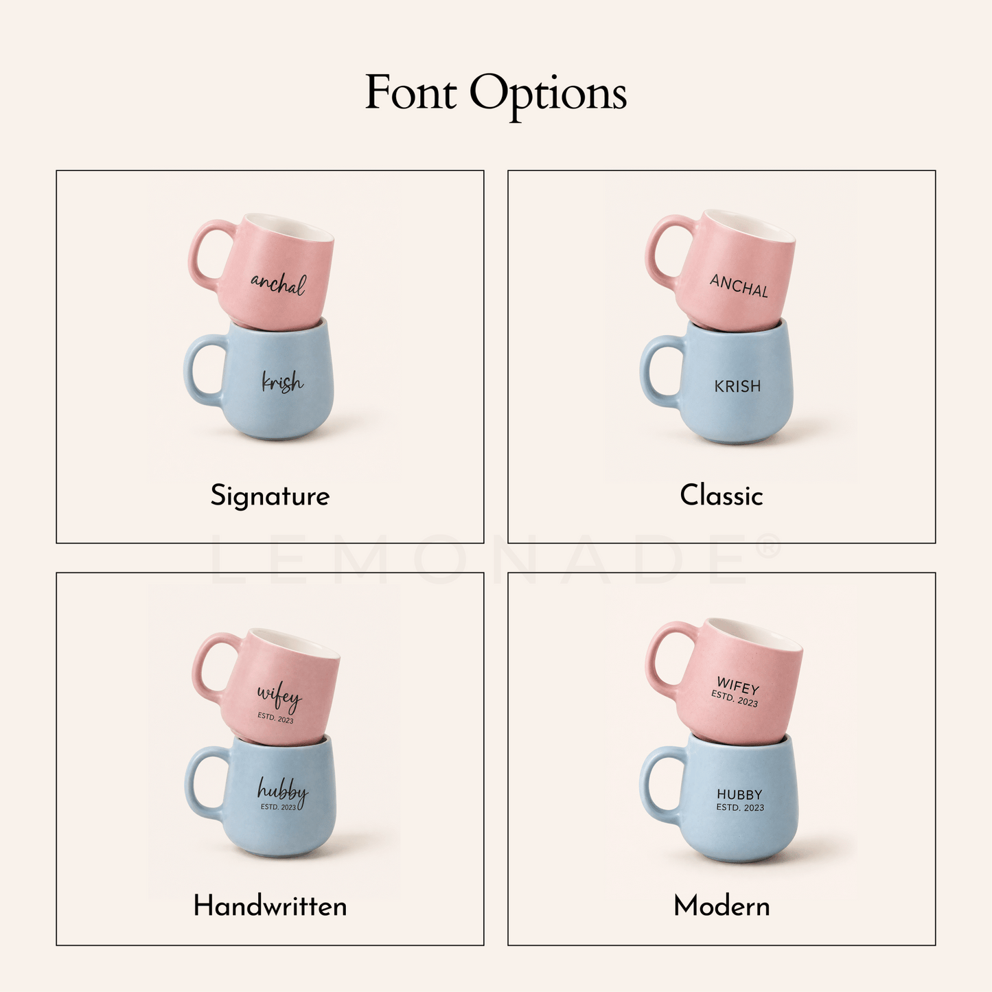 Personalized - Pastel Couple Mug | Assorted - LemonadeHome