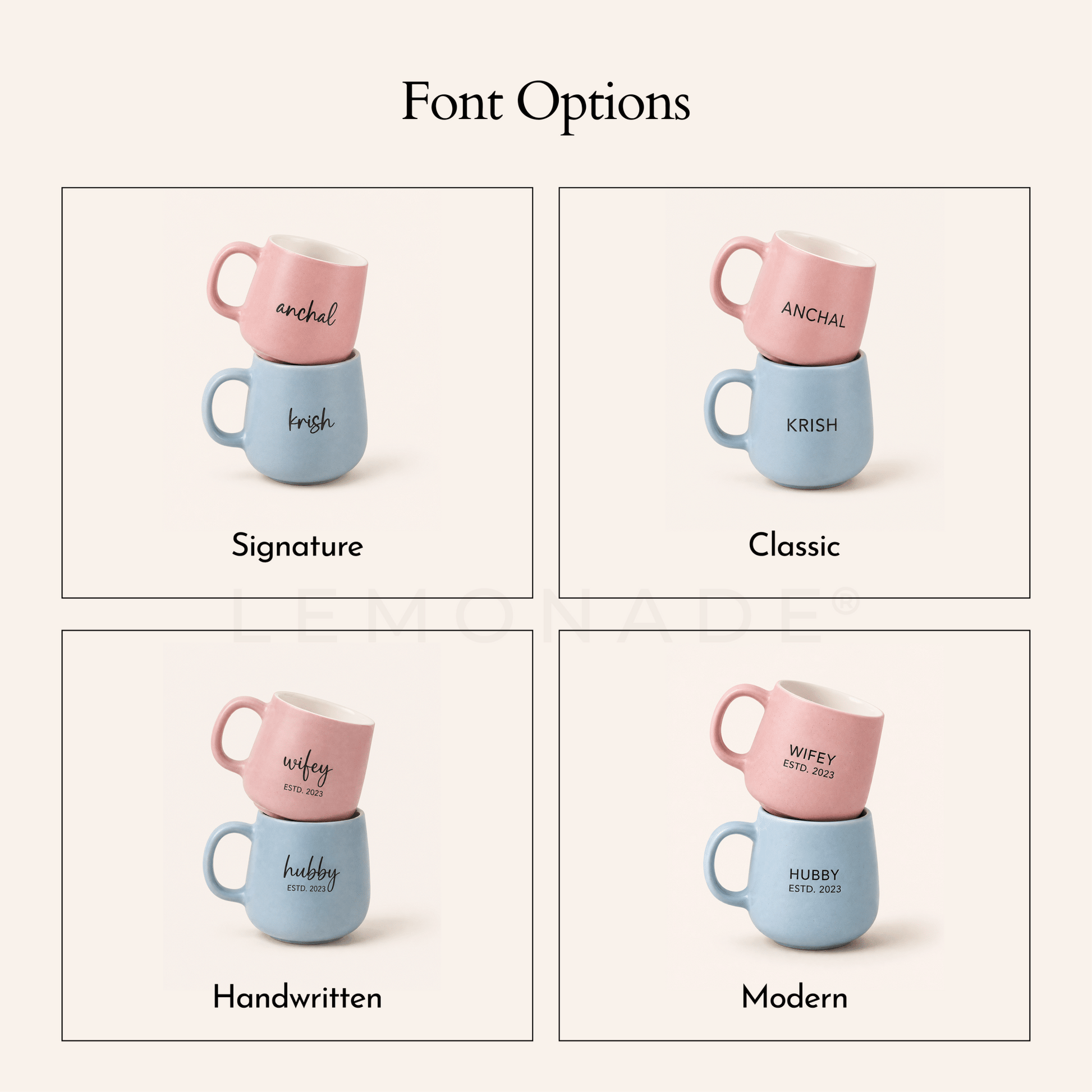 Personalized - Pastel Couple Mug | Assorted - LemonadeHome