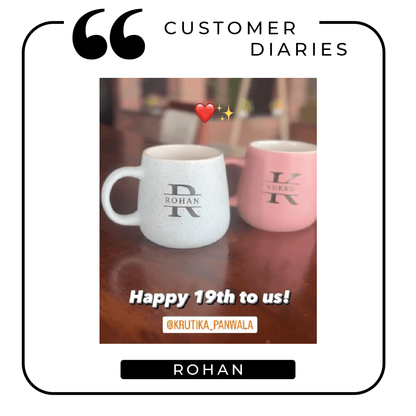 Close up of engraving on ceramic  mug sent by customer 
