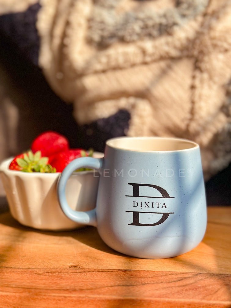 Sky blue ceramic mug view