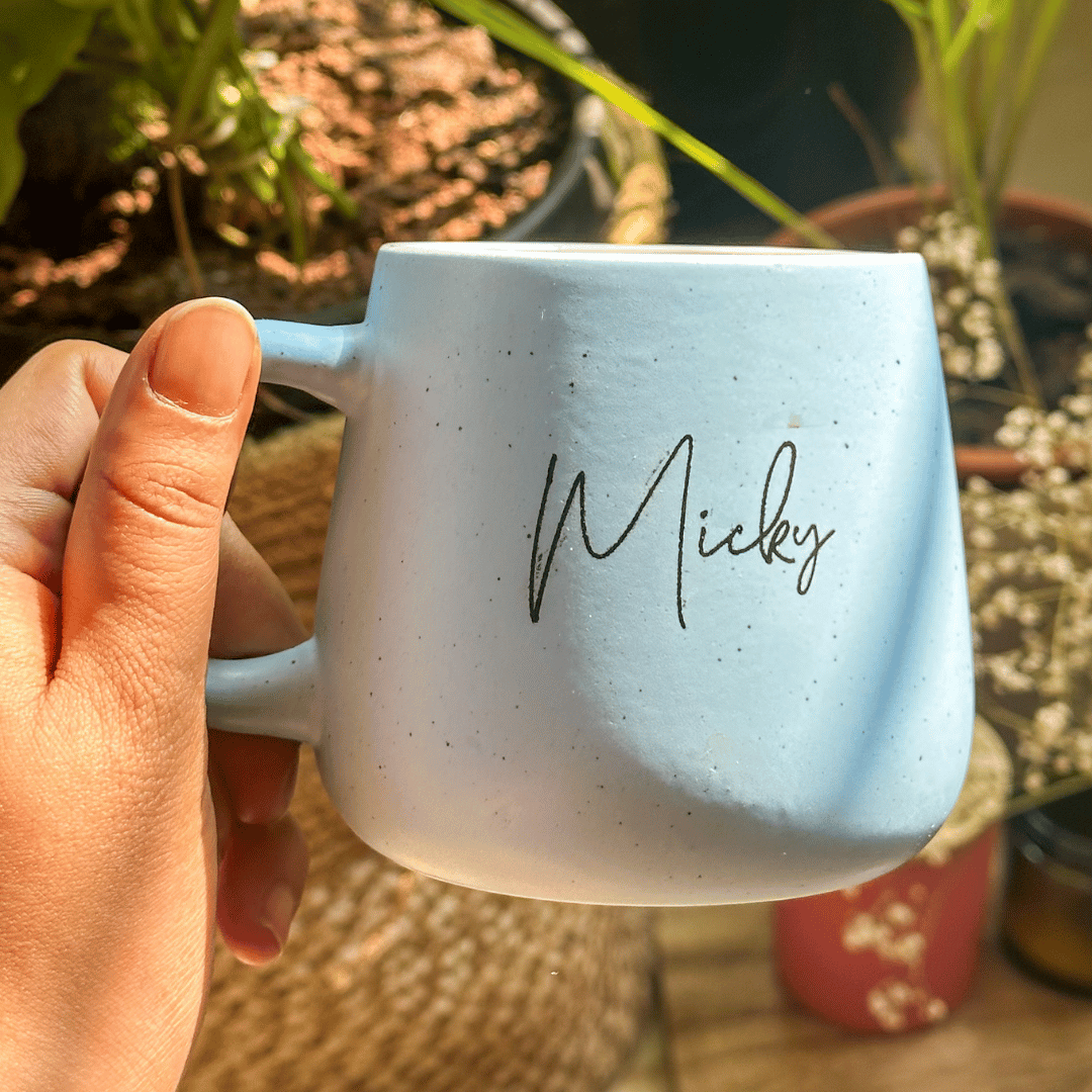 Signature font personalized ceramic coffee mug in pastel
