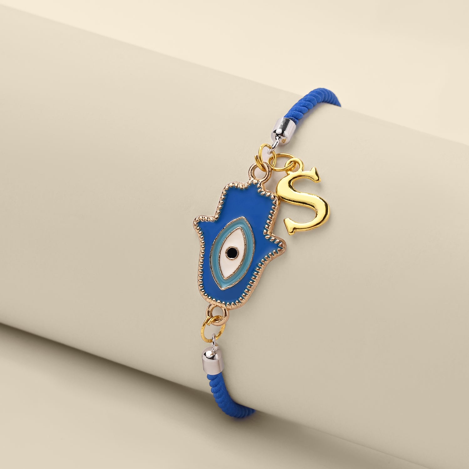 Personalized - Rakhi - Hamsa - With Initial - Assorted Thread - Sold Individually - Lemonade