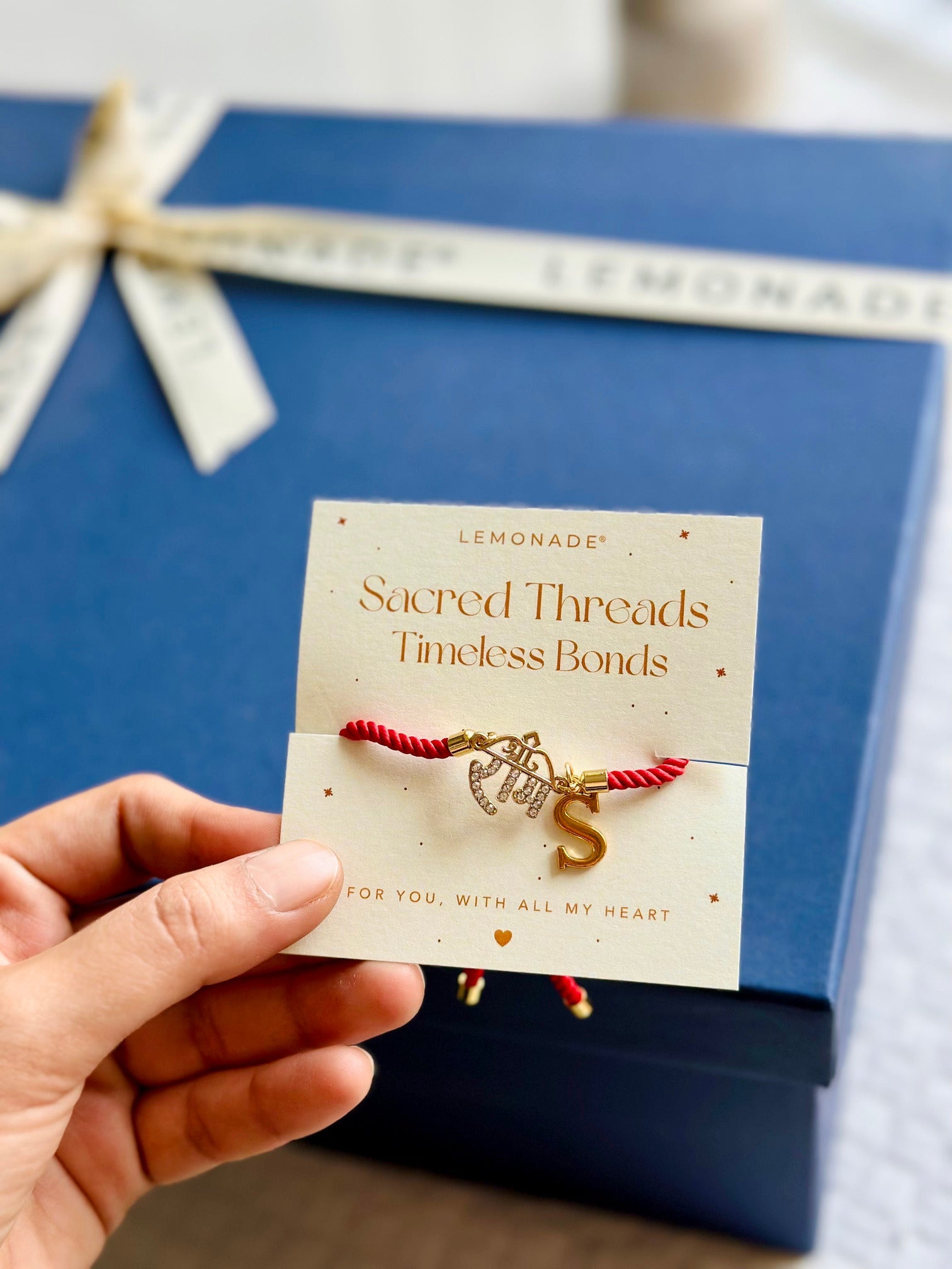 Divine rakhi with Hindu symbols for gifting