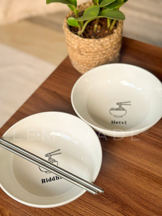 Personalized - Ramen Bowl with Assorted Pastel Chopsticks - LemonadeHome