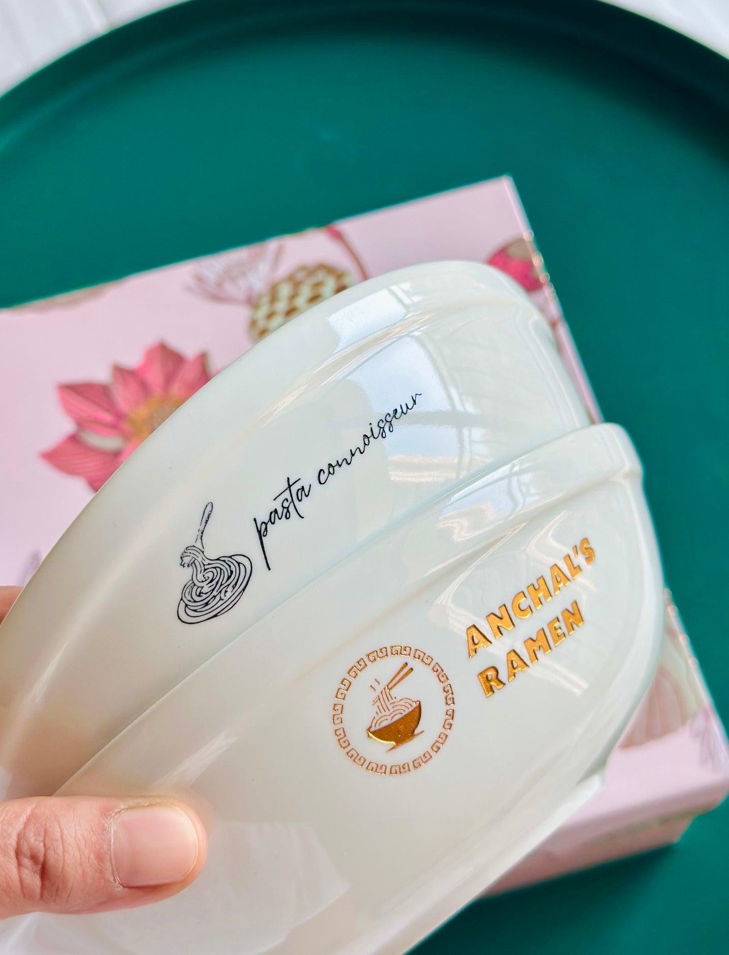 Personalized - Ramen Bowl with Silver Chopsticks in a Hamper Box | Artisan Collection - LemonadeHome