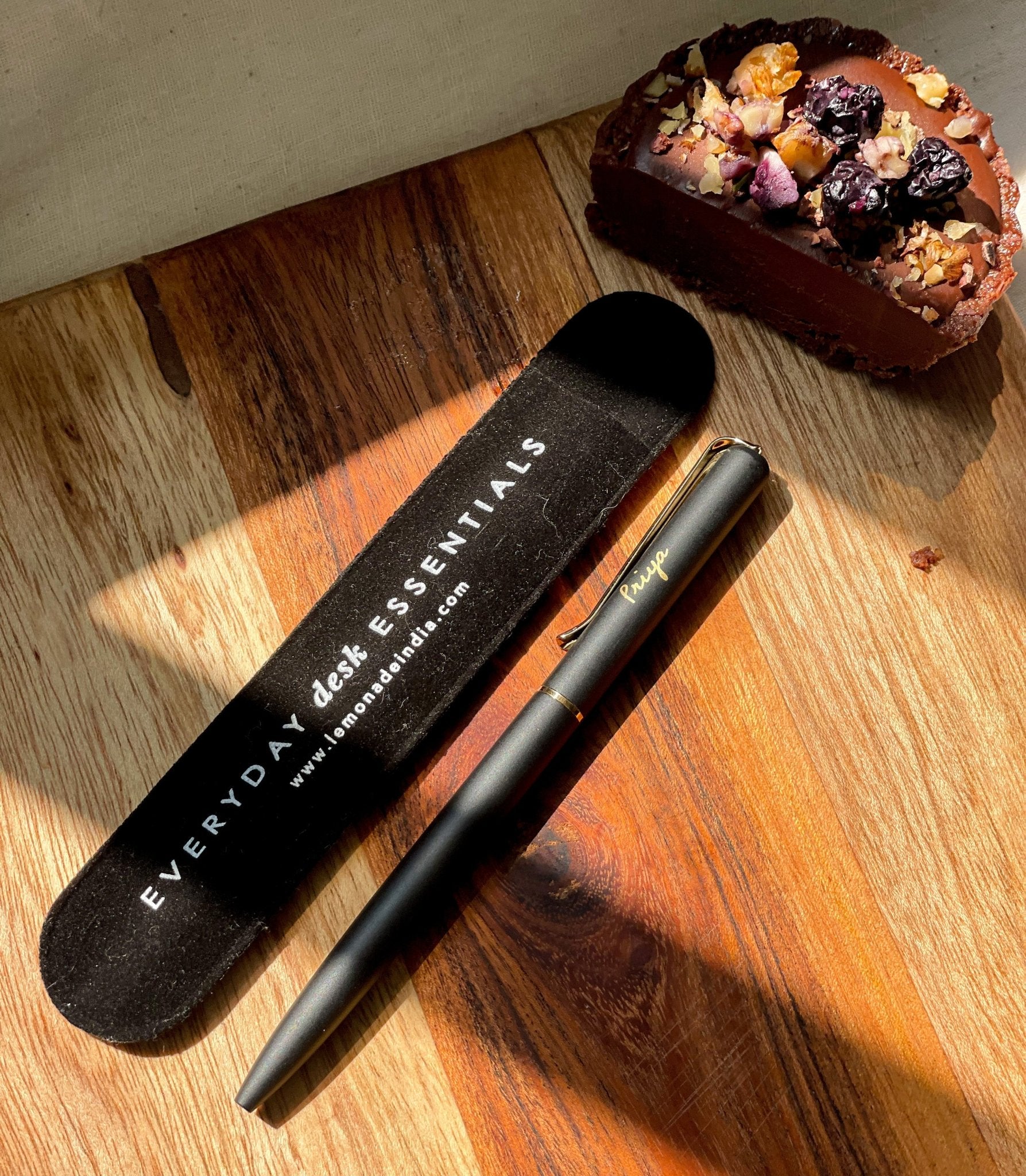 Sleek personalized pen with blue ink, ideal for everyday use