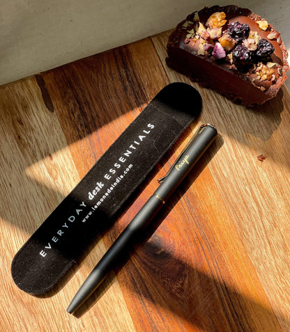 Sleek personalized pen with blue ink, ideal for everyday use