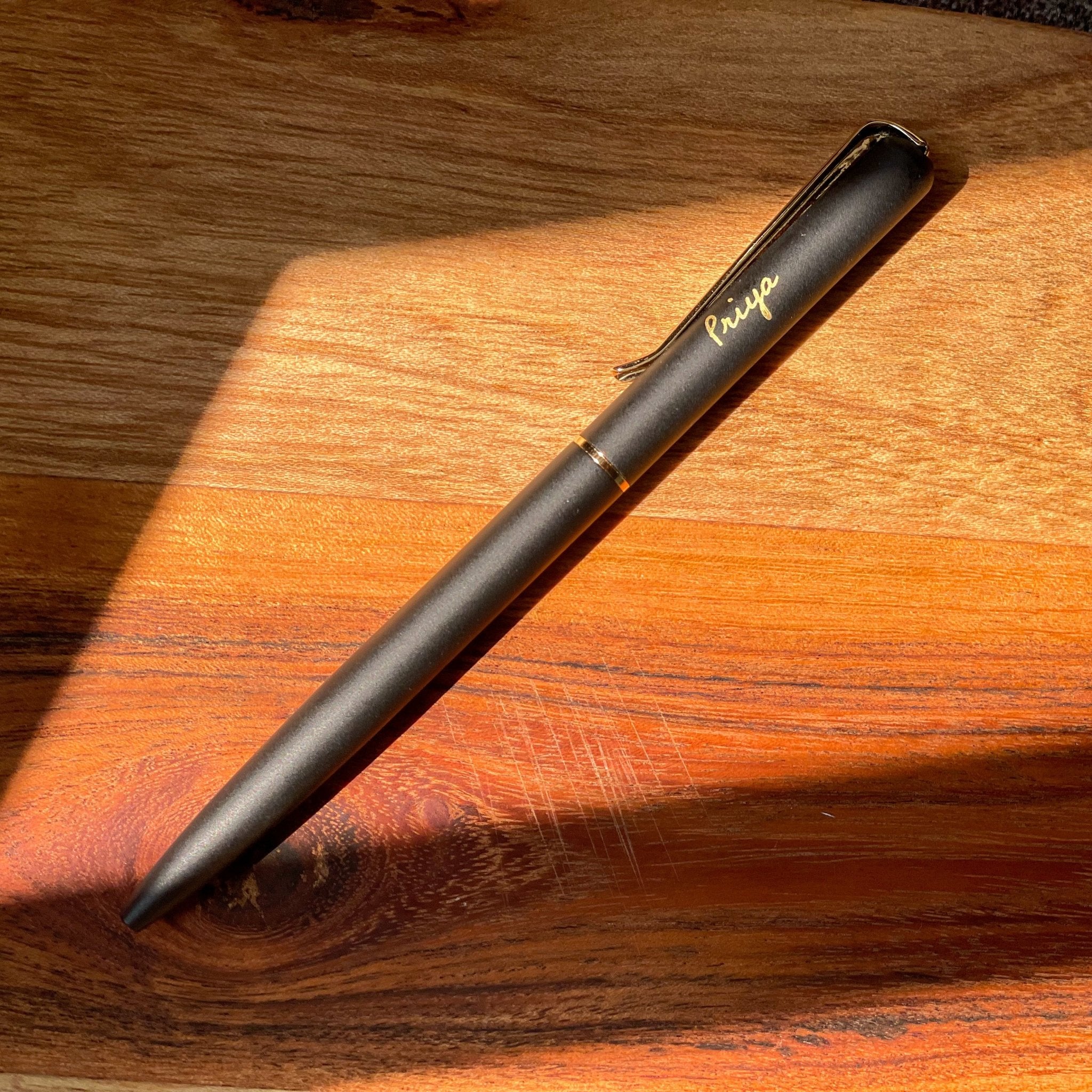 Personalized roller sleek pen with blue ink and smooth writing
