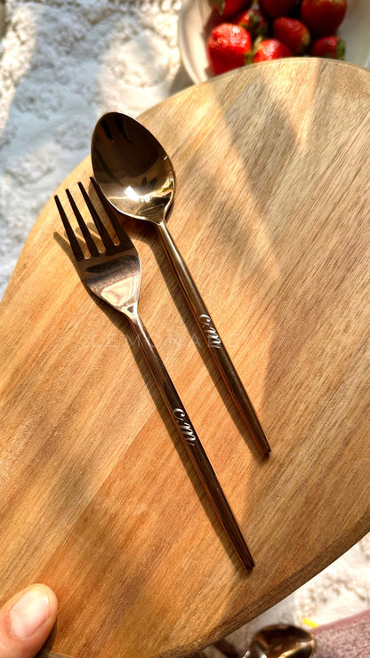 Personalized - Rose Gold Cutlery - Set of 2 - LemonadeHome