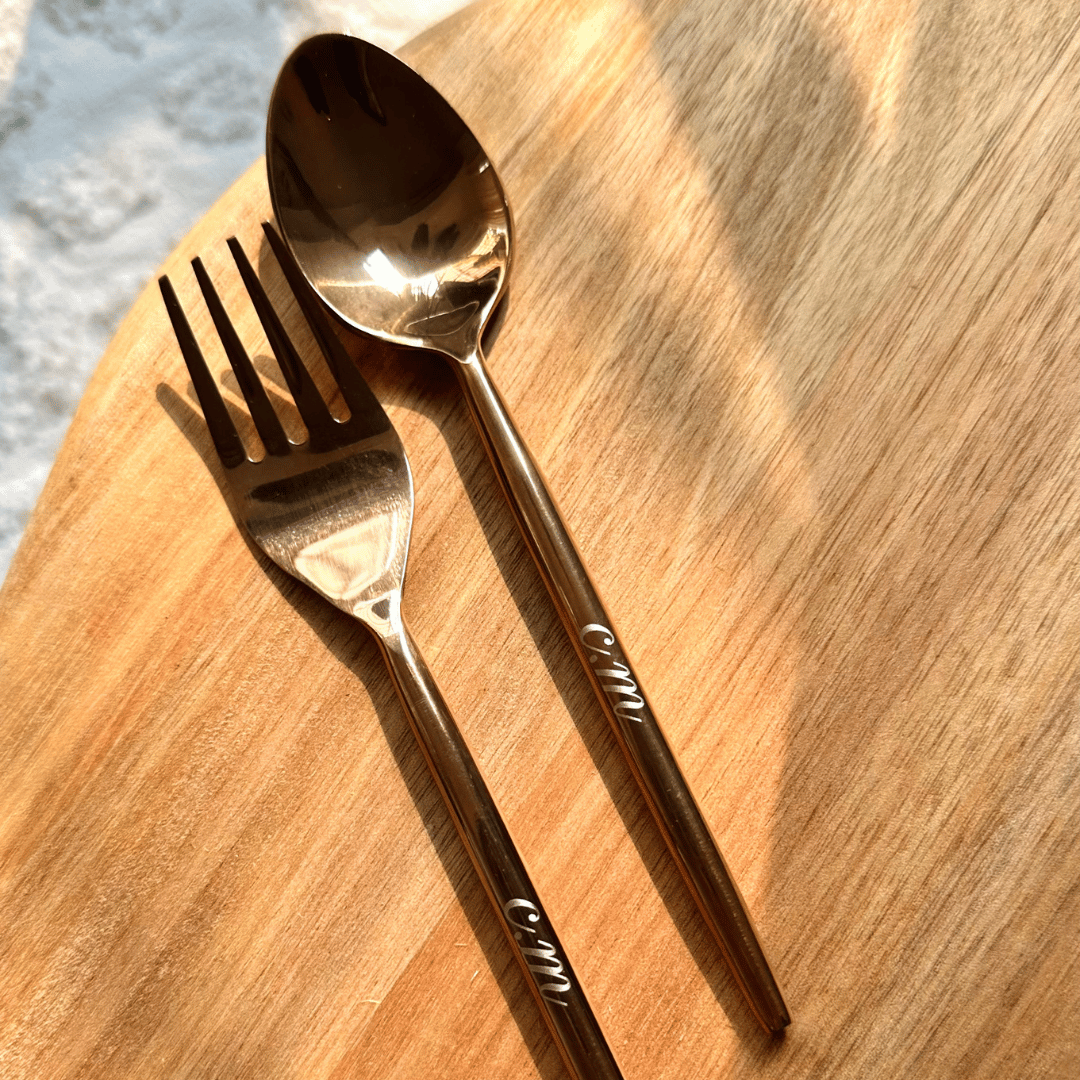 Personalized - Rose Gold Cutlery - Set of 2 - LemonadeHome