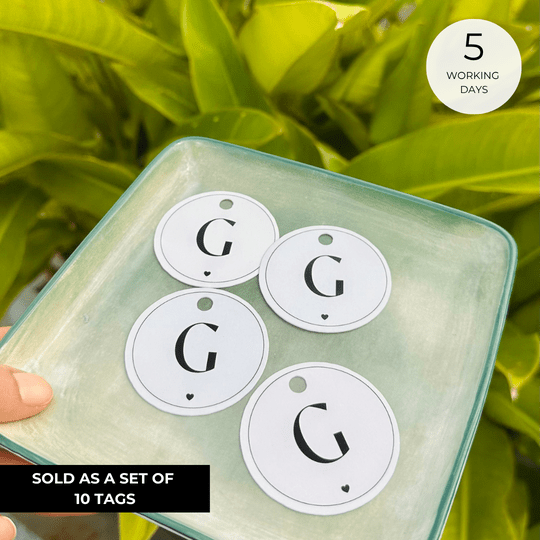 Lemonade India round paper gift tags with initials