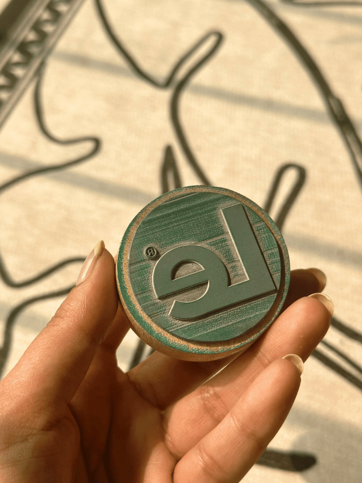 rubber stamps, wooden handle 