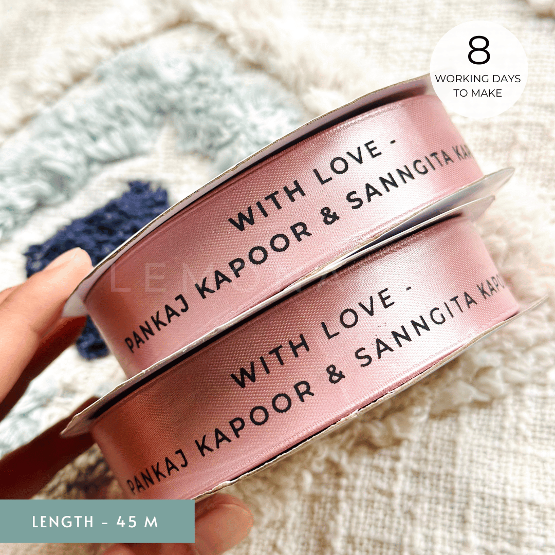Personalized satin ribbon in vibrant colors for gifts, branding, celebrations, and special events. Lemonade Statonery