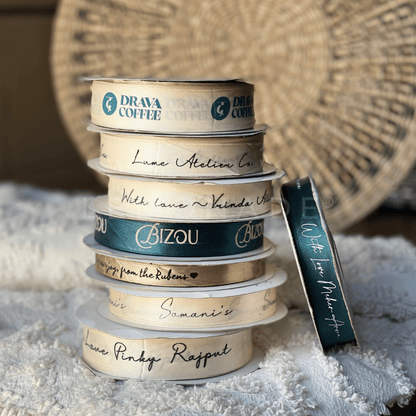 Personalized Satin Ribbon - Cream - LemonadeStationery